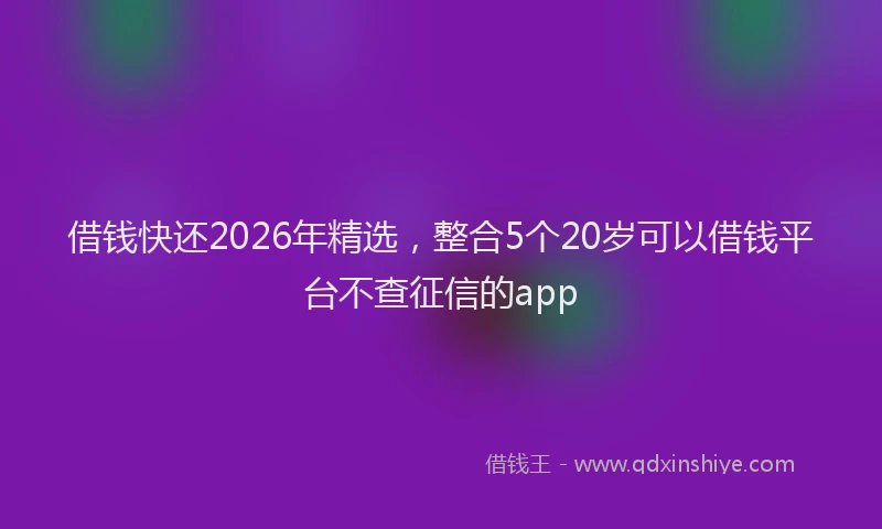 借钱快还2026年精选，整合5个20岁可以借钱平台不查征信的app