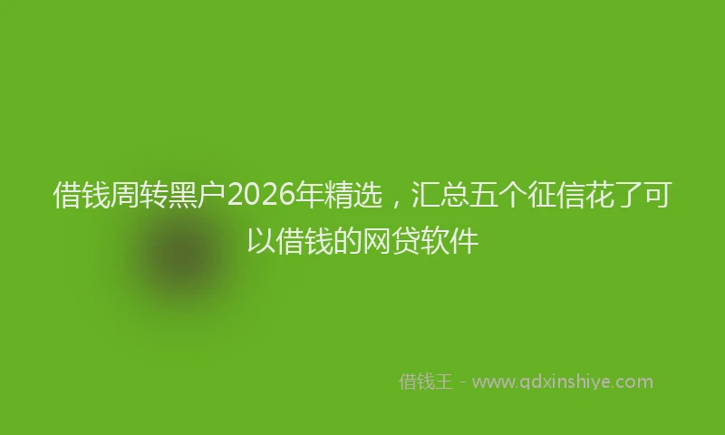 借钱周转黑户2026年精选，汇总五个征信花了可以借钱的网贷软件