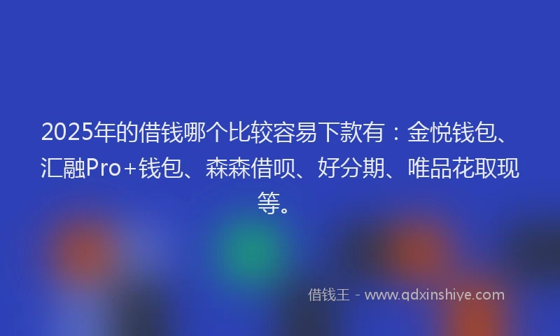 2025年的借钱哪个比较容易下款有：金悦钱包、汇融Pro+钱包、森森借呗、好分期、唯品花取现等。
