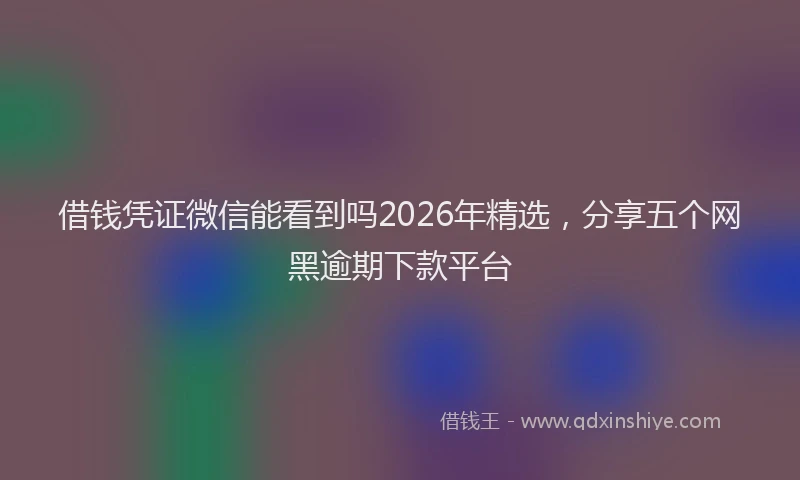 借钱凭证微信能看到吗2026年精选，分享五个网黑逾期下款平台