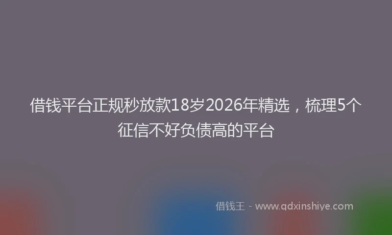 借钱平台正规秒放款18岁2026年精选，梳理5个征信不好负债高的平台