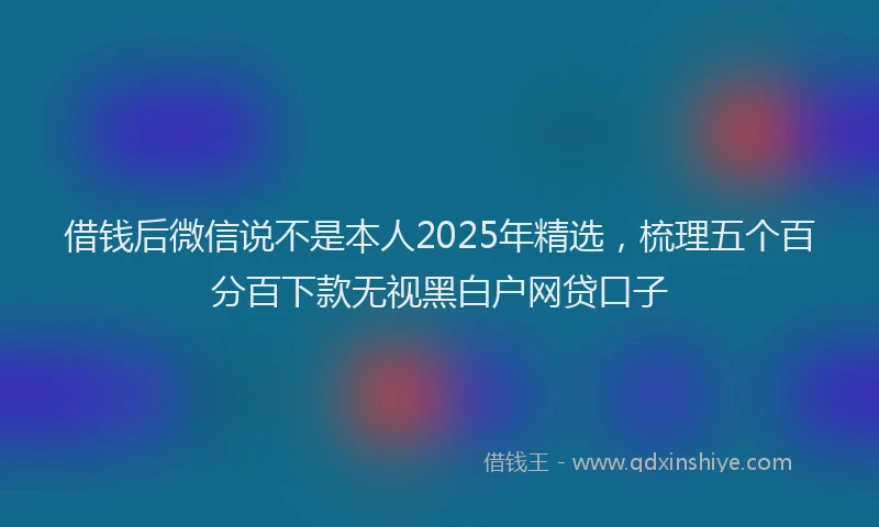 借钱后微信说不是本人2025年精选，梳理五个百分百下款无视黑白户网贷口子
