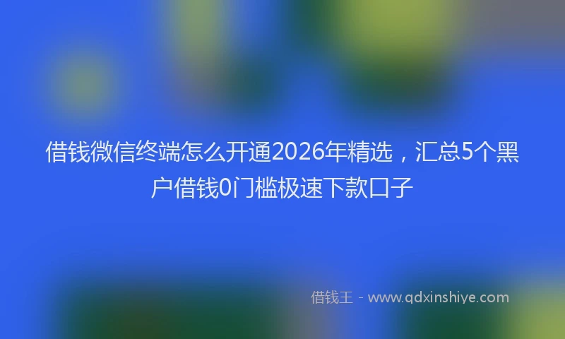 借钱微信终端怎么开通2026年精选，汇总5个黑户借钱0门槛极速下款口子