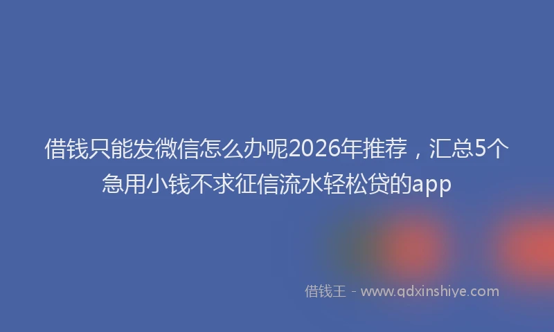 借钱只能发微信怎么办呢2026年推荐，汇总5个急用小钱不求征信流水轻松贷的app