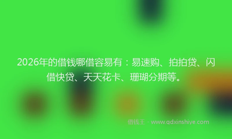 2026年的借钱哪借容易有：易速购、拍拍贷、闪借快贷、天天花卡、珊瑚分期等。