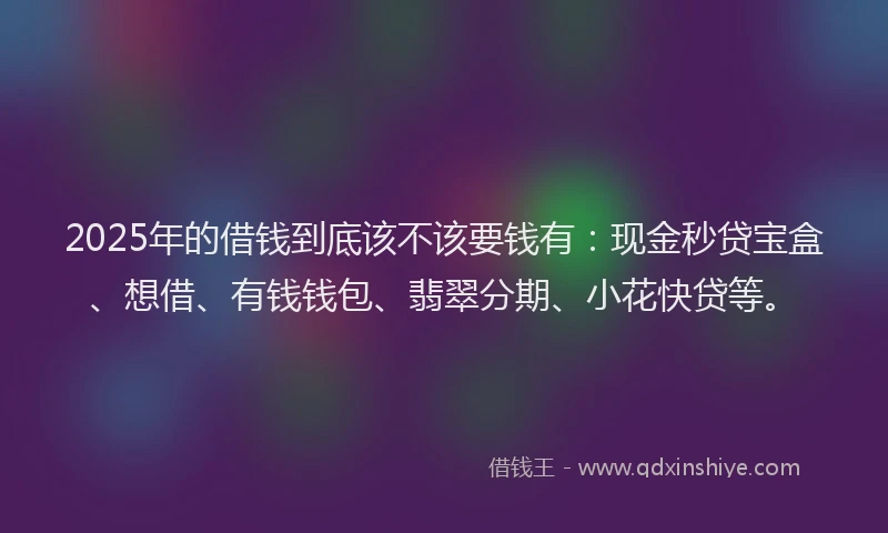 2025年的借钱到底该不该要钱有：现金秒贷宝盒、想借、有钱钱包、翡翠分期、小花快贷等。