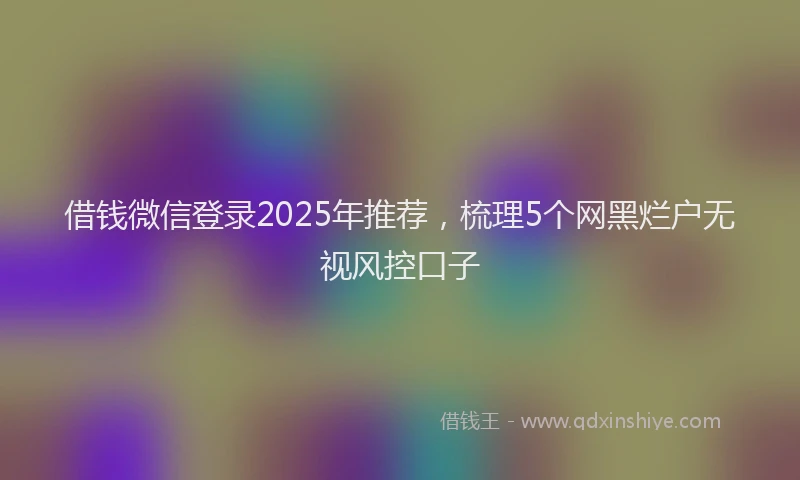 借钱微信登录2025年推荐，梳理5个网黑烂户无视风控口子
