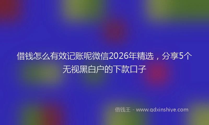 借钱怎么有效记账呢微信2026年精选,分享5个无视黑白户的下款口子