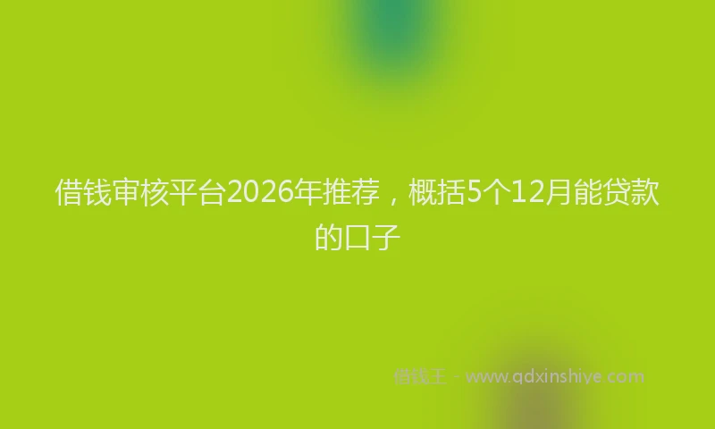 借钱审核平台2026年推荐，概括5个12月能贷款的口子