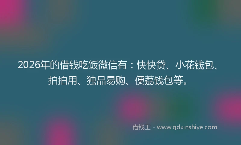 2026年的借钱吃饭微信有:快快贷、小花钱包、拍拍用、独品易购、便荔钱包等。
