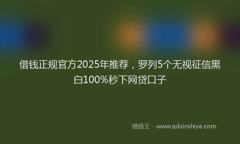借钱正规官方2025年推荐，罗列5个无视征信黑白100%秒下网贷口子