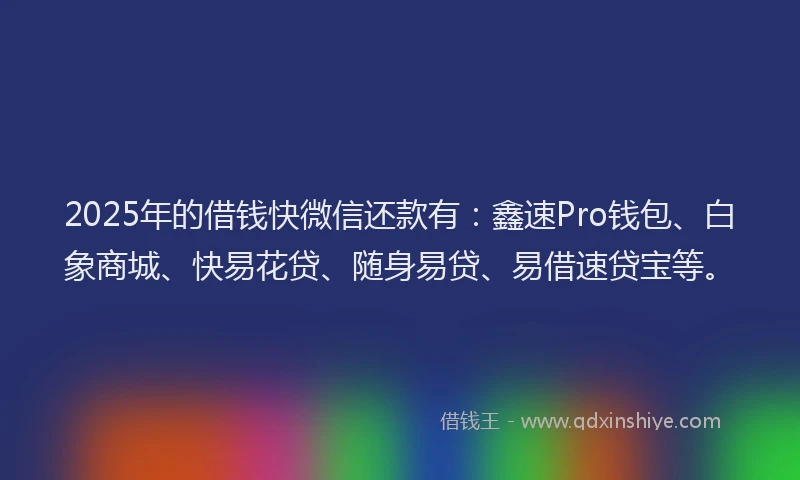 2025年的借钱快微信还款有：鑫速Pro钱包、白象商城、快易花贷、随身易贷、易借速贷宝等。