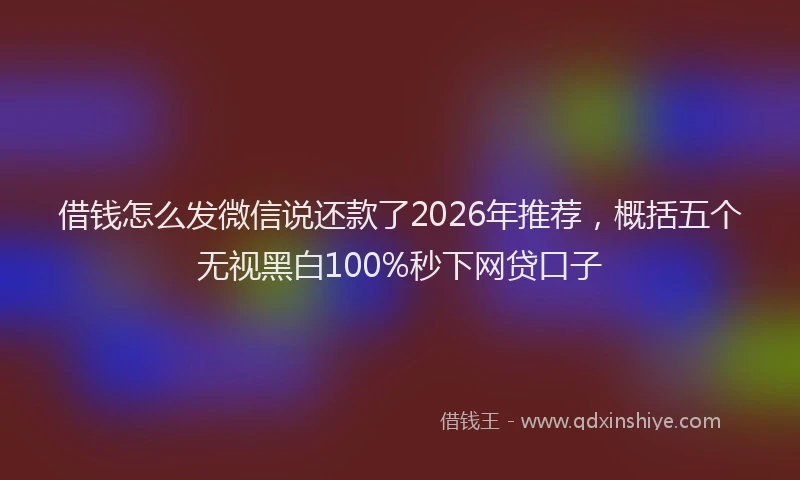 借钱怎么发微信说还款了2026年推荐，概括五个无视黑白100%秒下网贷口子