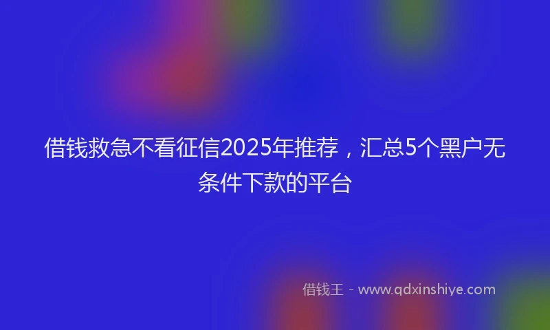 借钱救急不看征信2025年推荐，汇总5个黑户无条件下款的平台