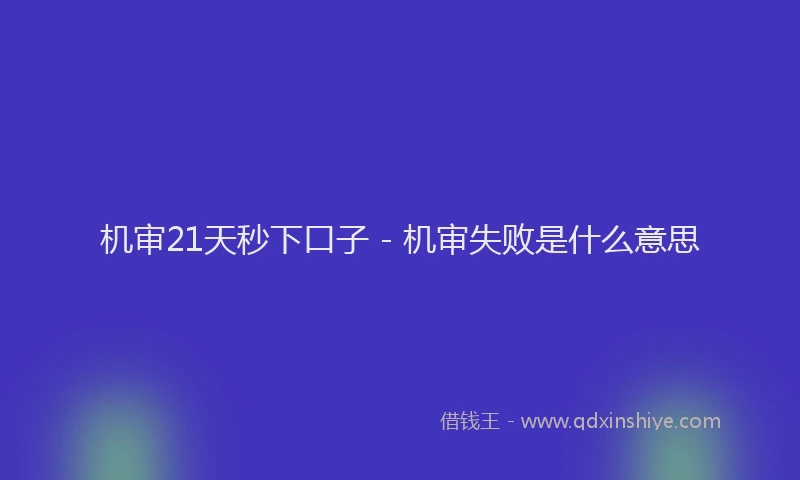 机审21天秒下口子 - 机审失败是什么意思