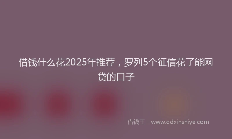借钱什么花2025年推荐,罗列5个征信花了能网贷的口子