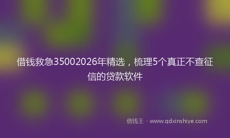 借钱救急35002026年精选，梳理5个真正不查征信的贷款软件