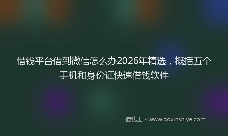 借钱平台借到微信怎么办2026年精选，概括五个手机和身份证快速借钱软件