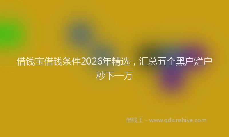 借钱宝借钱条件2026年精选，汇总五个黑户烂户秒下一万