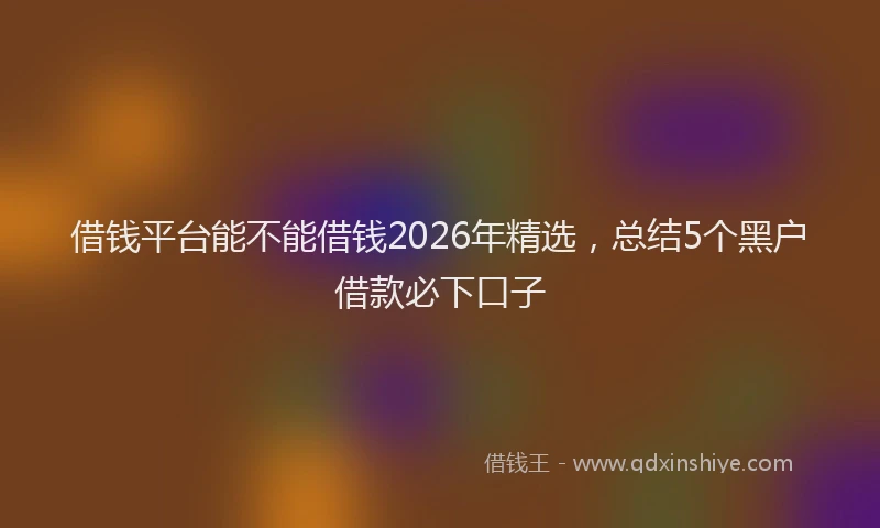 借钱平台能不能借钱2026年精选，总结5个黑户借款必下口子