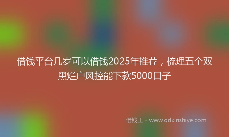 借钱平台几岁可以借钱2025年推荐，梳理五个双黑烂户风控能下款5000口子