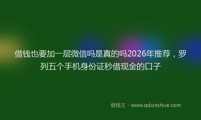 借钱也要加一层微信吗是真的吗2026年推荐,罗列五个手机身份证秒借现金的口子