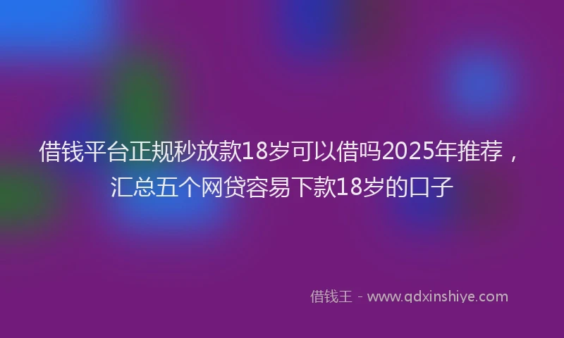 借钱平台正规秒放款18岁可以借吗2025年推荐，汇总五个网贷容易下款18岁的口子