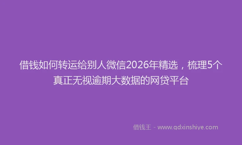 借钱如何转运给别人微信2026年精选，梳理5个真正无视逾期大数据的网贷平台