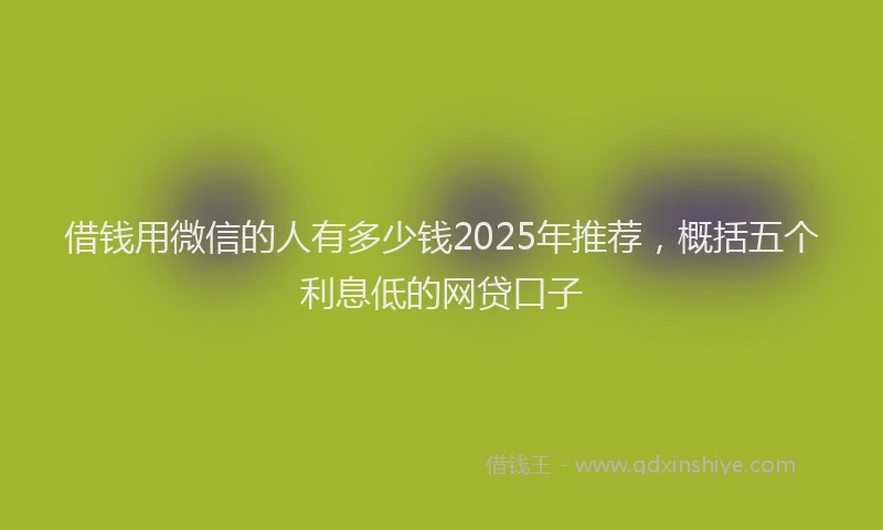 借钱用微信的人有多少钱2025年推荐，概括五个利息低的网贷口子