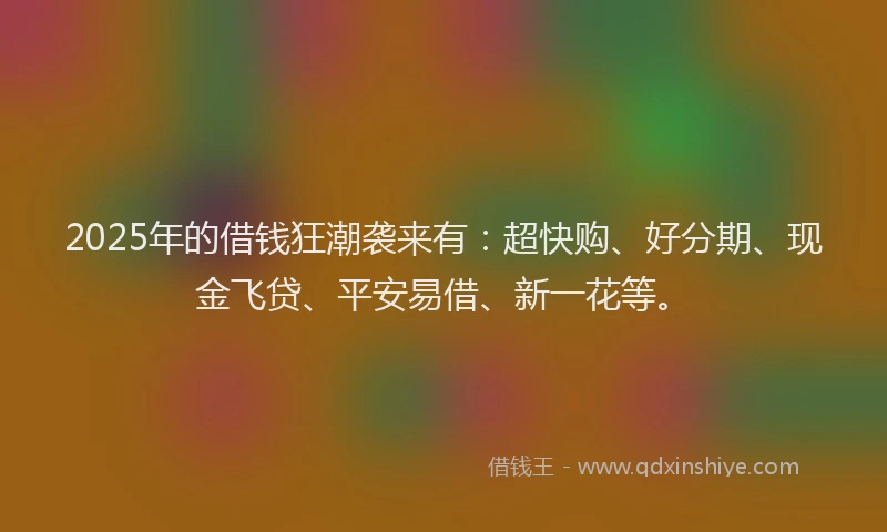 2025年的借钱狂潮袭来有：超快购、好分期、现金飞贷、平安易借、新一花等。