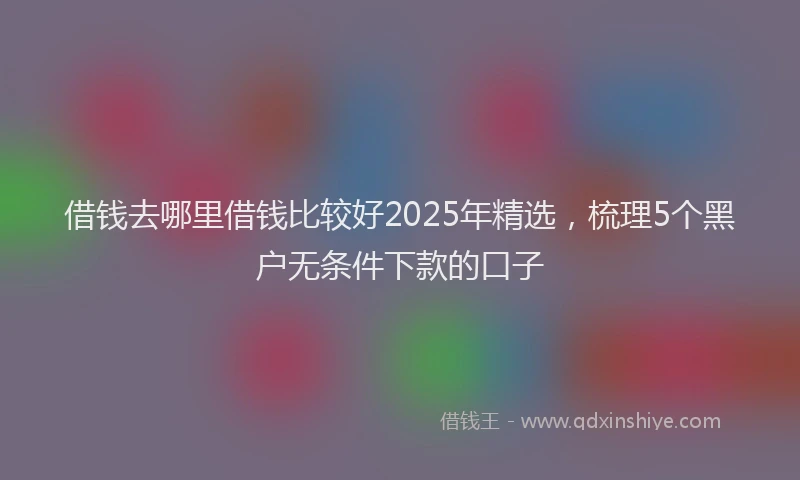 借钱去哪里借钱比较好2025年精选，梳理5个黑户无条件下款的口子