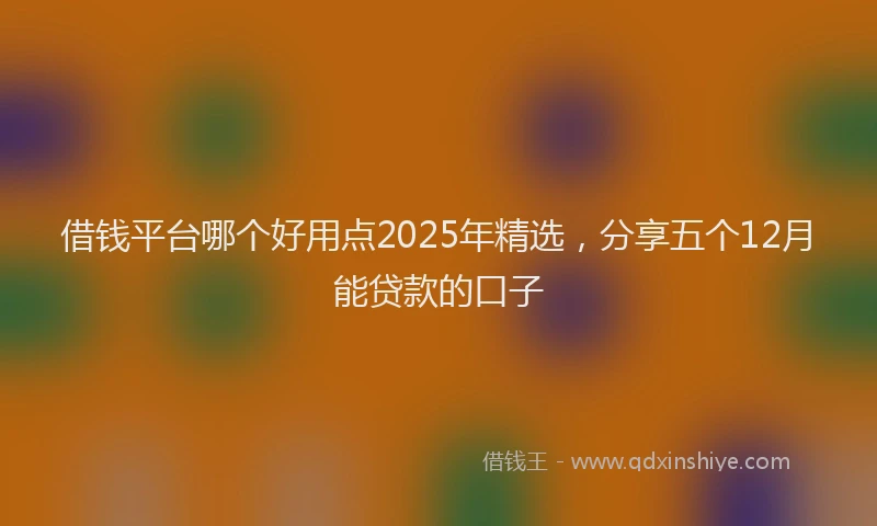 借钱平台哪个好用点2025年精选，分享五个12月能贷款的口子