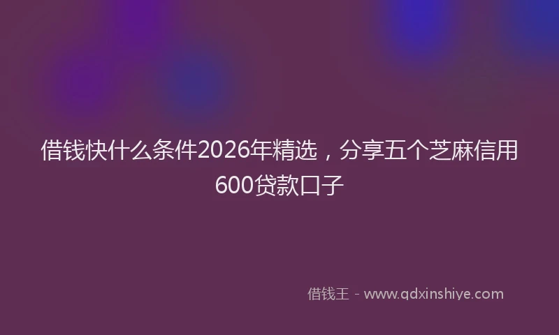 借钱快什么条件2026年精选，分享五个芝麻信用600贷款口子