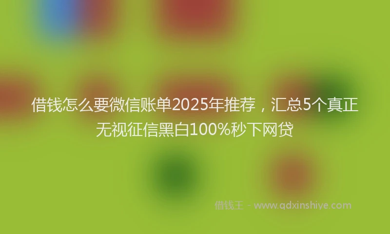 借钱怎么要微信账单2025年推荐，汇总5个真正无视征信黑白100%秒下网贷