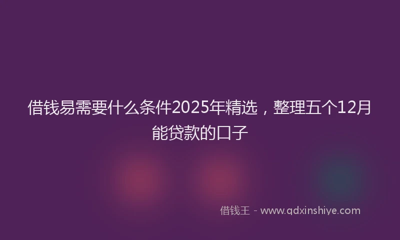 借钱易需要什么条件2025年精选,整理五个12月能贷款的口子