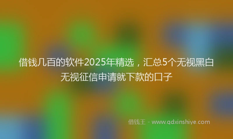 借钱几百的软件2025年精选,汇总5个无视黑白无视征信申请就下款的口子