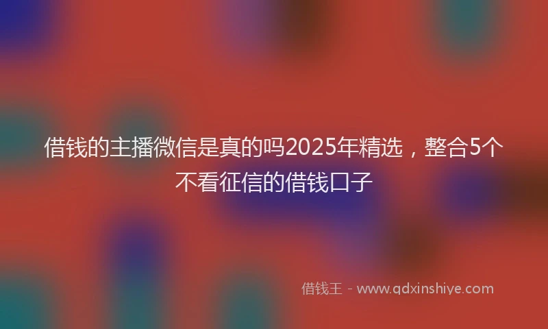 借钱的主播微信是真的吗2025年精选，整合5个不看征信的借钱口子
