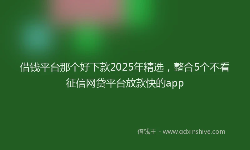 借钱平台那个好下款2025年精选，整合5个不看征信网贷平台放款快的app