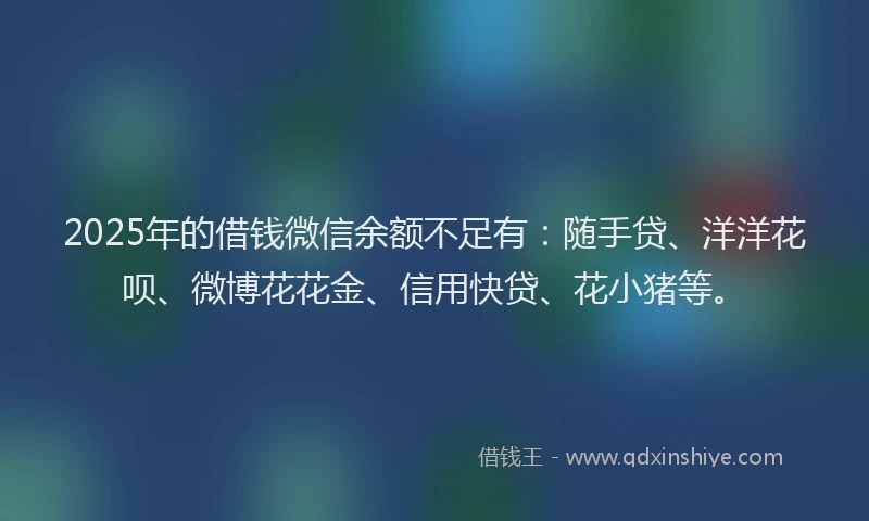 2025年的借钱微信余额不足有：随手贷、洋洋花呗、微博花花金、信用快贷、花小猪等。
