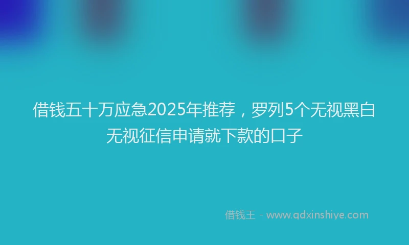 借钱五十万应急2025年推荐，罗列5个无视黑白无视征信申请就下款的口子