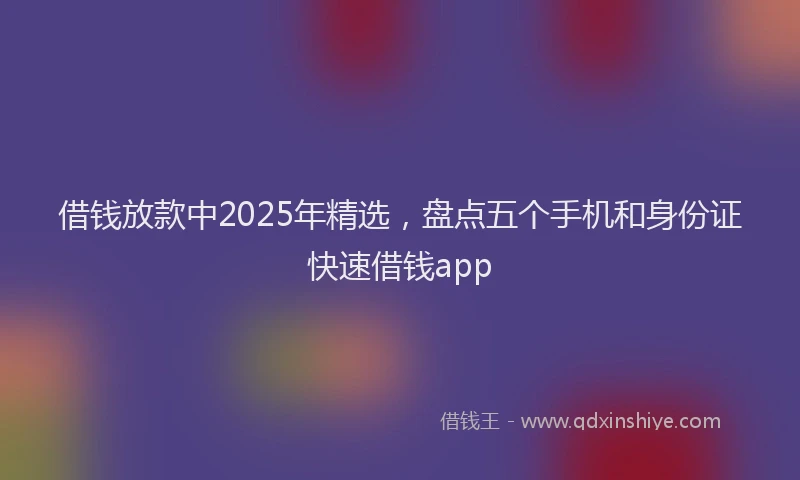 借钱放款中2025年精选，盘点五个手机和身份证快速借钱app