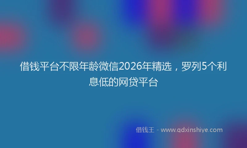 借钱平台不限年龄微信2026年精选，罗列5个利息低的网贷平台