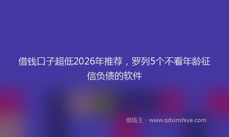 借钱口子超低2026年推荐，罗列5个不看年龄征信负债的软件