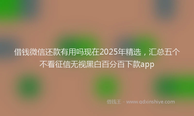 借钱微信还款有用吗现在2025年精选，汇总五个不看征信无视黑白百分百下款app