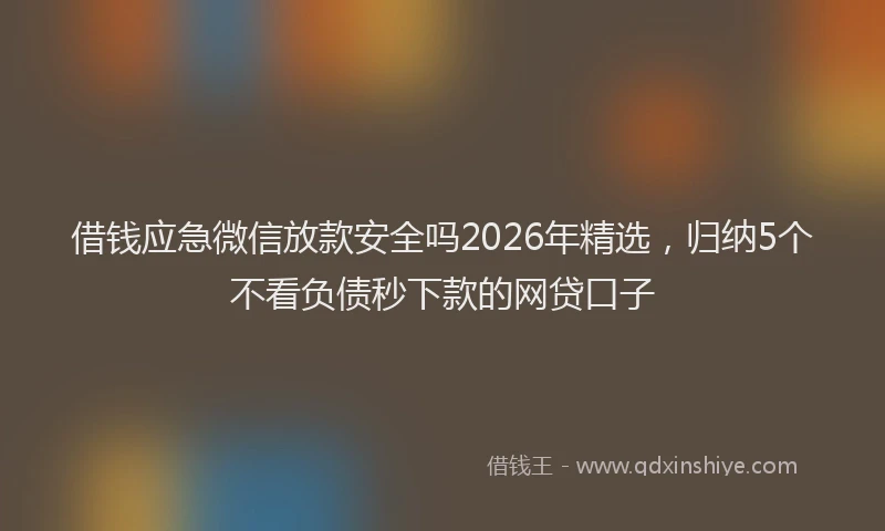 借钱应急微信放款安全吗2026年精选,归纳5个不看负债秒下款的网贷口子