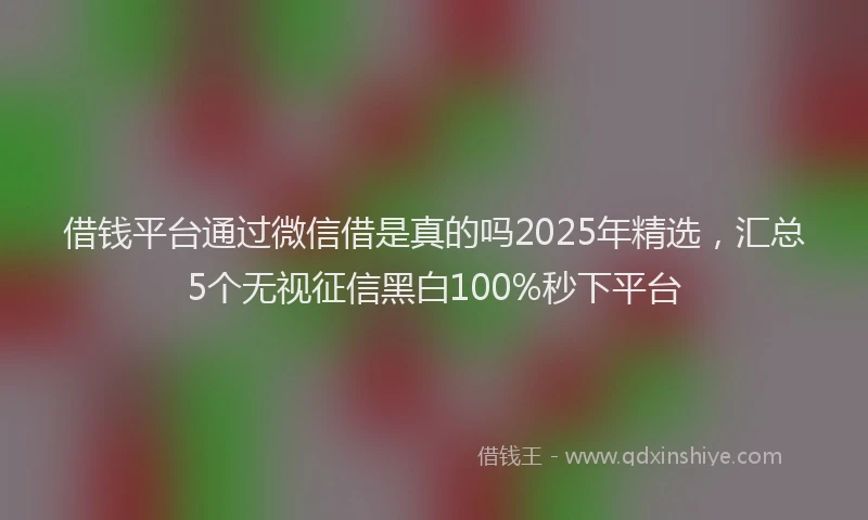 借钱平台通过微信借是真的吗2025年精选，汇总5个无视征信黑白100%秒下平台
