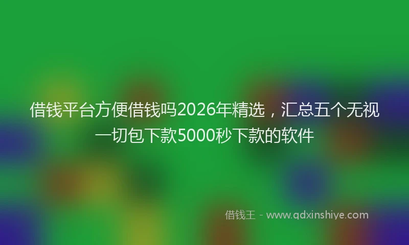 借钱平台方便借钱吗2026年精选，汇总五个无视一切包下款5000秒下款的软件