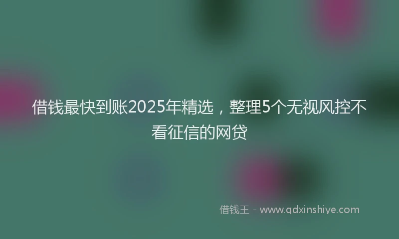 借钱最快到账2025年精选,整理5个无视风控不看征信的网贷