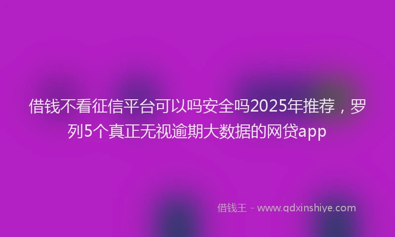 借钱不看征信平台可以吗安全吗2025年推荐，罗列5个真正无视逾期大数据的网贷app