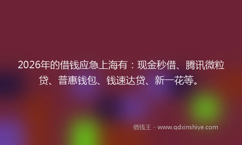 2026年的借钱应急上海有：现金秒借、腾讯微粒贷、普惠钱包、钱速达贷、新一花等。